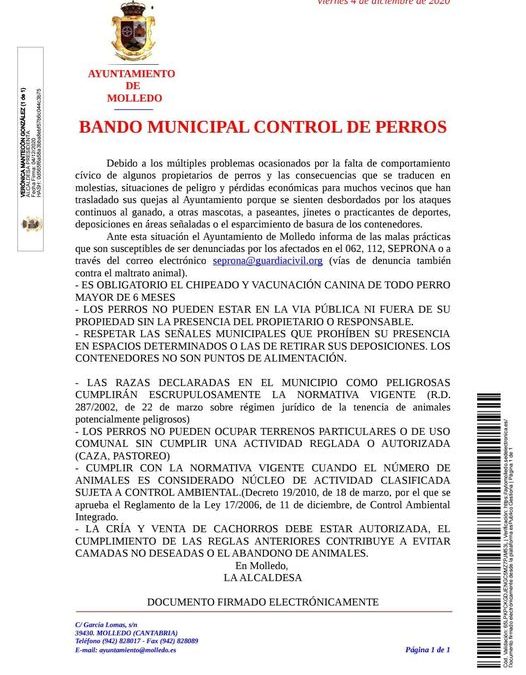 BANDO MUNICIPAL CONTROL DE PERROS